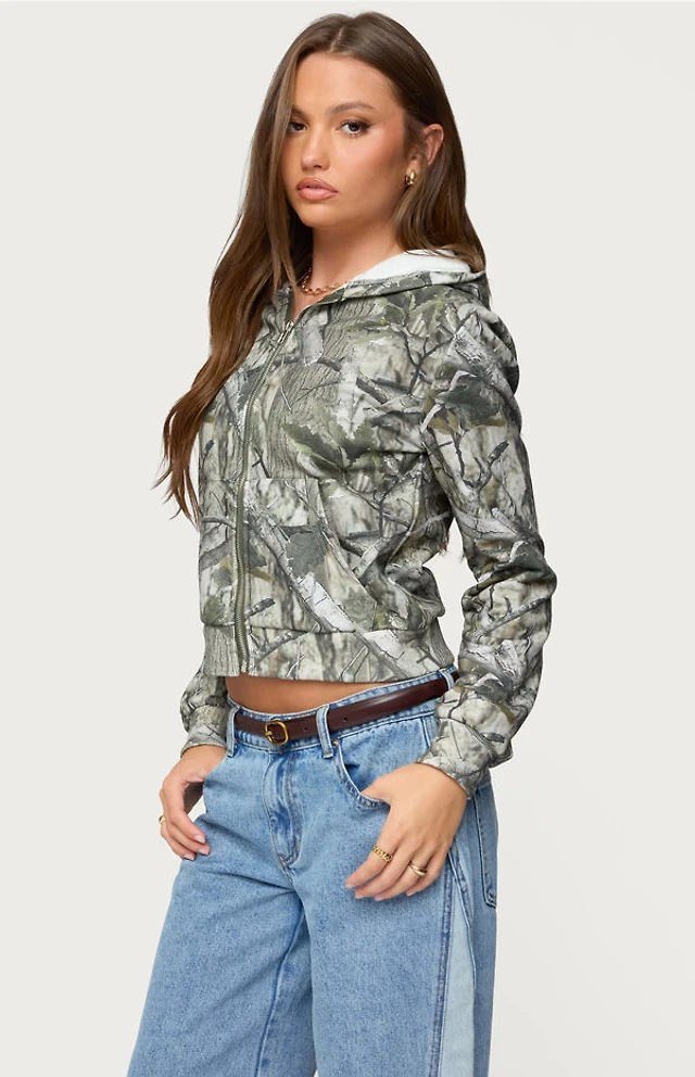 Zip Up Pacsun Camo Hoodie Hollister Boxy Camo Zip-Up Hoodie At