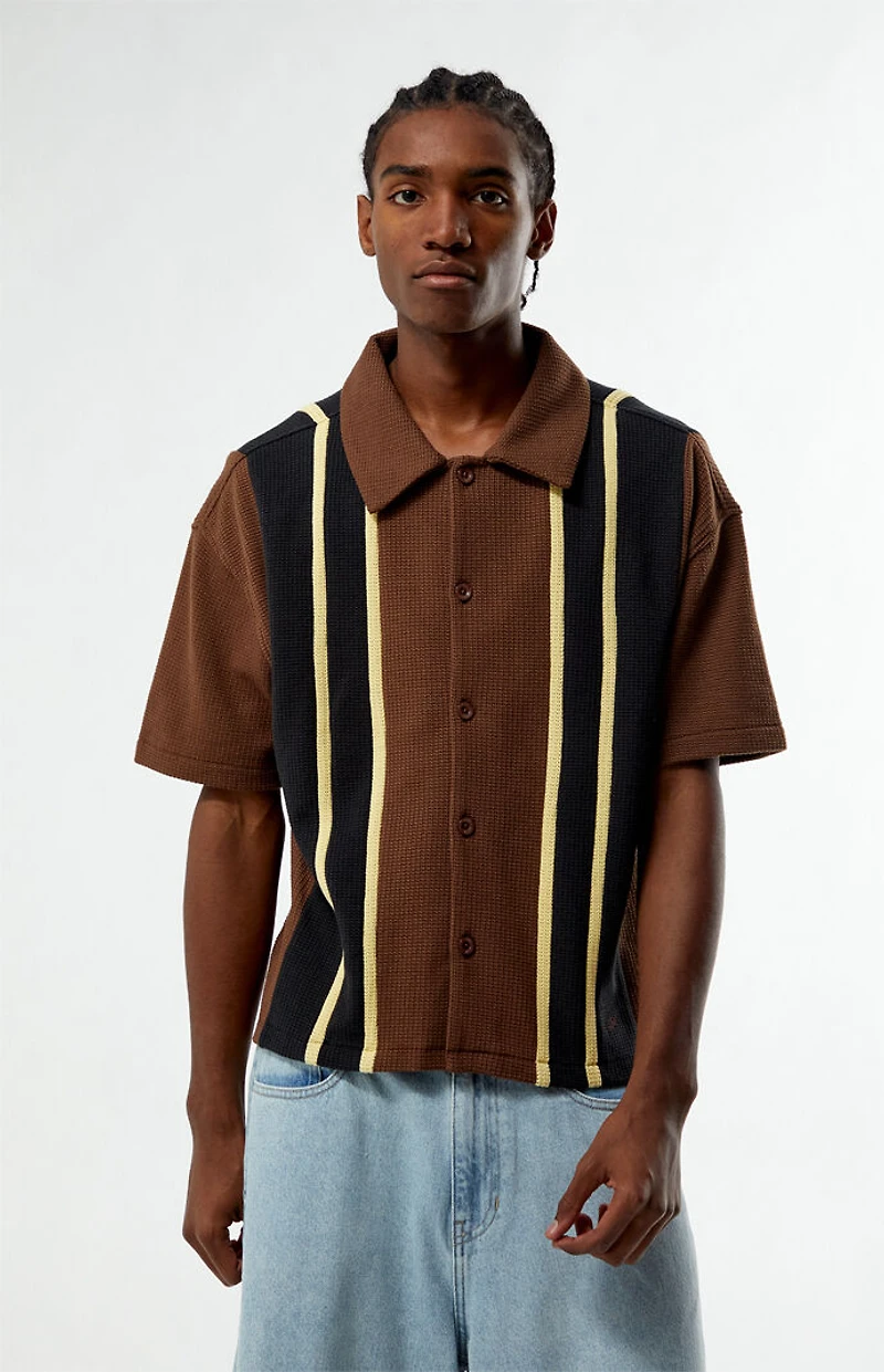 Pacsun Brown Sloan Textured Camp Shirt