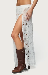 Edikted Milana Slit Sheer Lace Maxi Skirt
