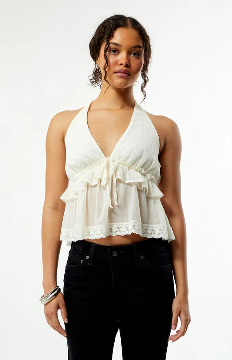 Your Favorite Bella Chiffon Ruffle Halter Top