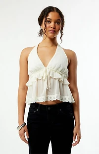 Your Favorite Bella Chiffon Ruffle Halter Top