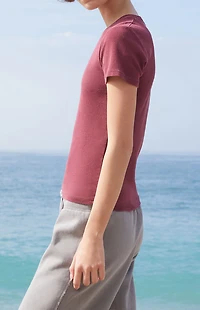 John Galt Burgundy Loreen Short Sleeve Top