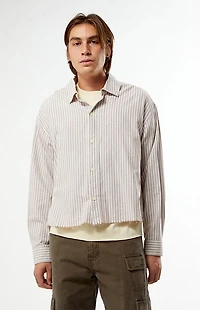 Pacsun Notice Striped Button Down Cropped Long Sleeve Shirt