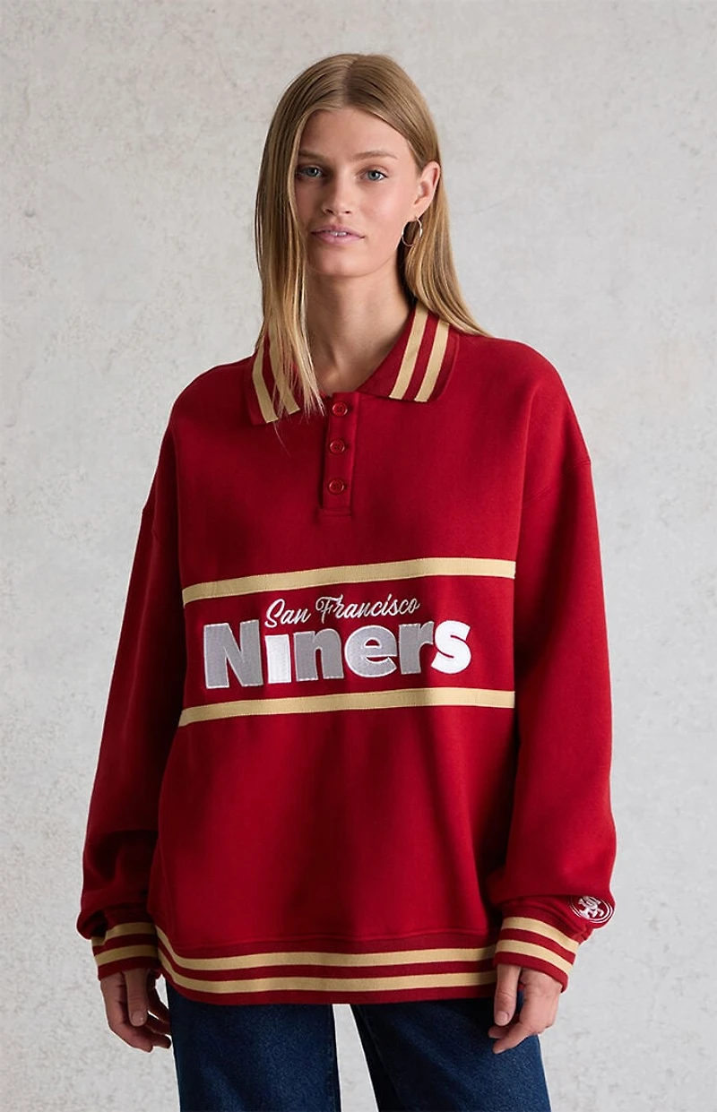 WILD COLLECTIVE x NFL SF 49ers Long Sleeve Polo Sweatshirt