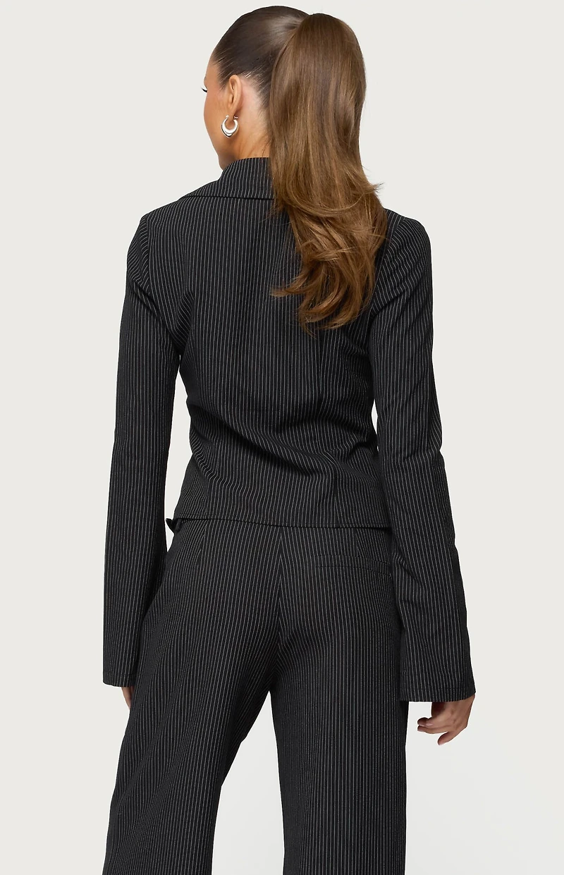 Edikted Pinstripe Tailored Button Up Shirt