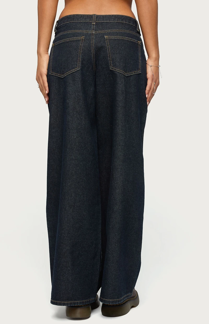 Edikted Pleated Low Rise Wide Leg Jeans
