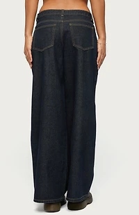 Edikted Pleated Low Rise Wide Leg Jeans