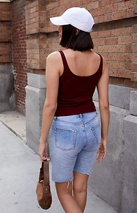 John Galt Burgundy Simonne Henley Tank Top