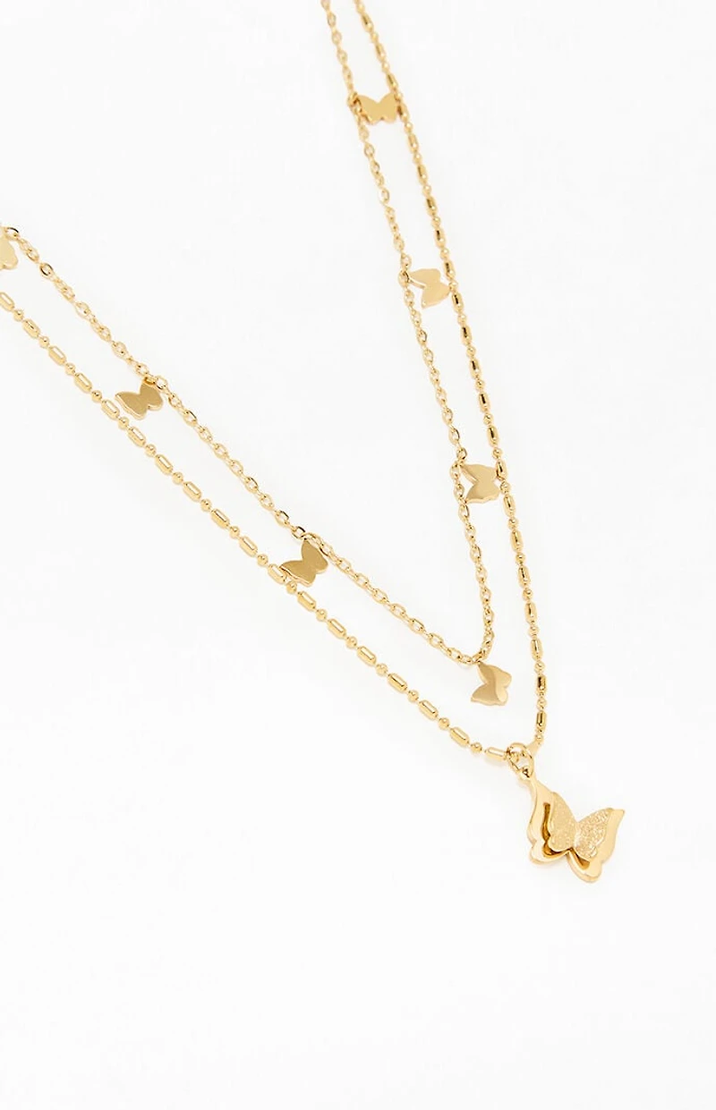 LA Hearts Butterfly Layered Necklace
