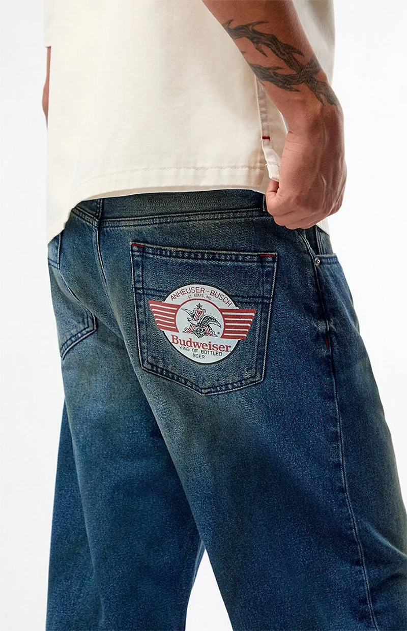 Budweiser by Pacsun Dark Blue Claw Logo Baggy Jeans