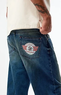 Budweiser by Pacsun Dark Blue Claw Logo Baggy Jeans