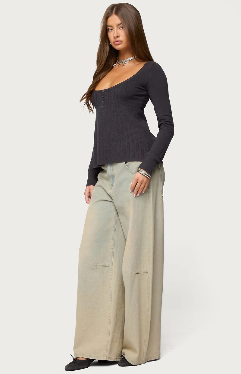 Edikted Jaylah Cable Knit Babydoll Top