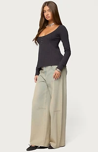 Edikted Jaylah Cable Knit Babydoll Top