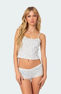 Edikted Playtime Printed Pointelle Tank Top