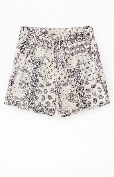 Pacsun Cream Aaron Paisley Mesh Volley Shorts