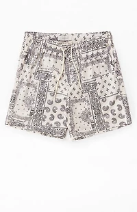 Pacsun Cream Aaron Paisley Mesh Volley Shorts