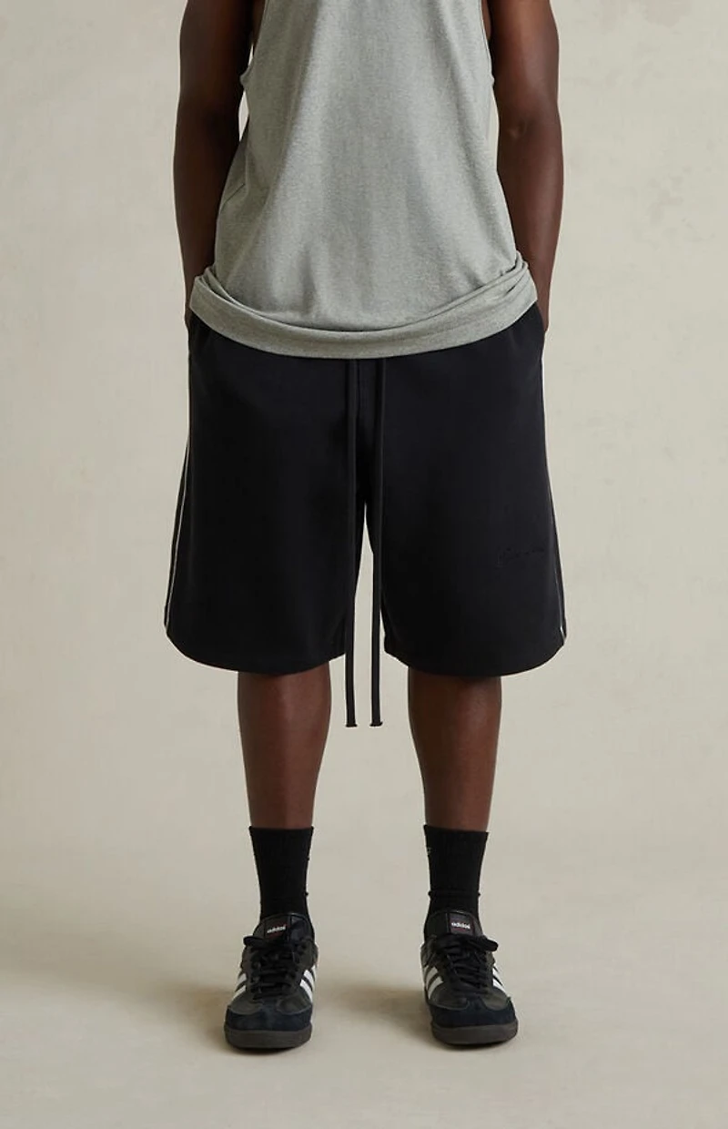 Fear of God ESSENTIALS Jet Black & Cloud White Basketball Fleece Sweat Shorts