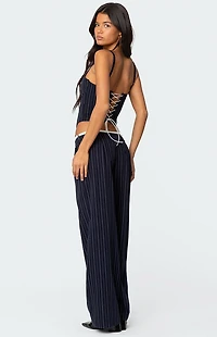 Edikted Pinstripe Peekaboo Drawstring Corset