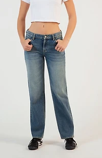 Pacsun Jordyn Low Rise Straight Leg Jeans Medium Indigo Tint