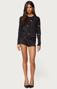 Edikted Cierra Sequin Knit Micro Shorts