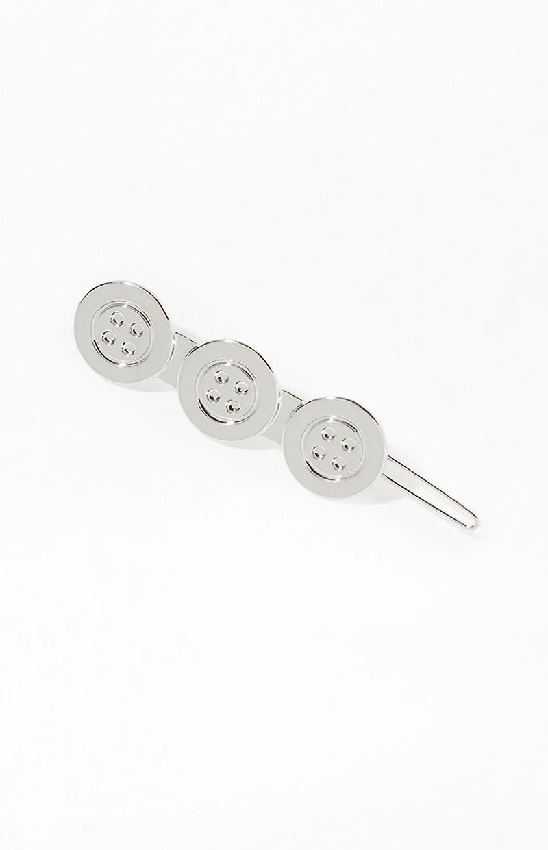 John Galt Silver Button Hair Barrette