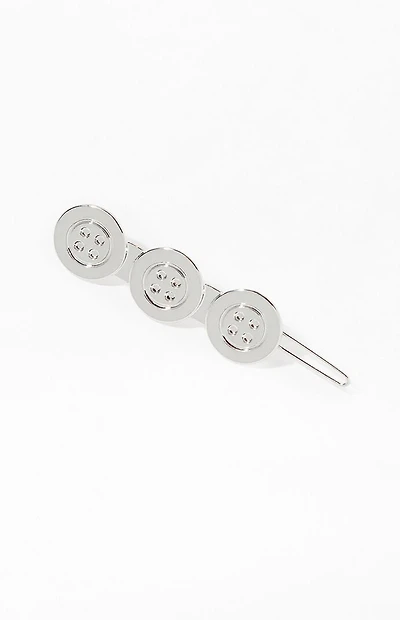 John Galt Silver Button Hair Barrette