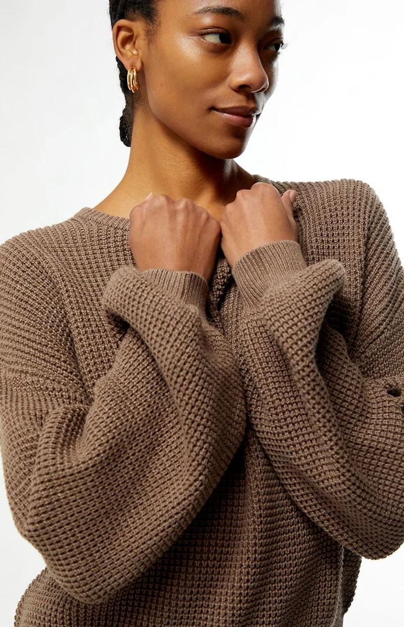 Rhythm Taupe Classic Knit Crew Neck Sweater