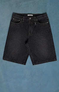 Pacsun Austin Extreme Baggy Denim Shorts Pinstripe Washed Black