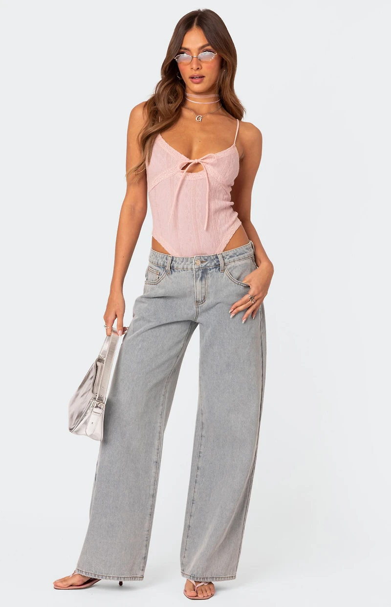 Edikted Lacey Knit Cut Out Bodysuit