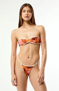 STRAIT THE LABEL Floral Pipeline Bandeau Bikini Top