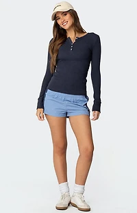 Edikted Helaine Waffle Henley T-Shirt