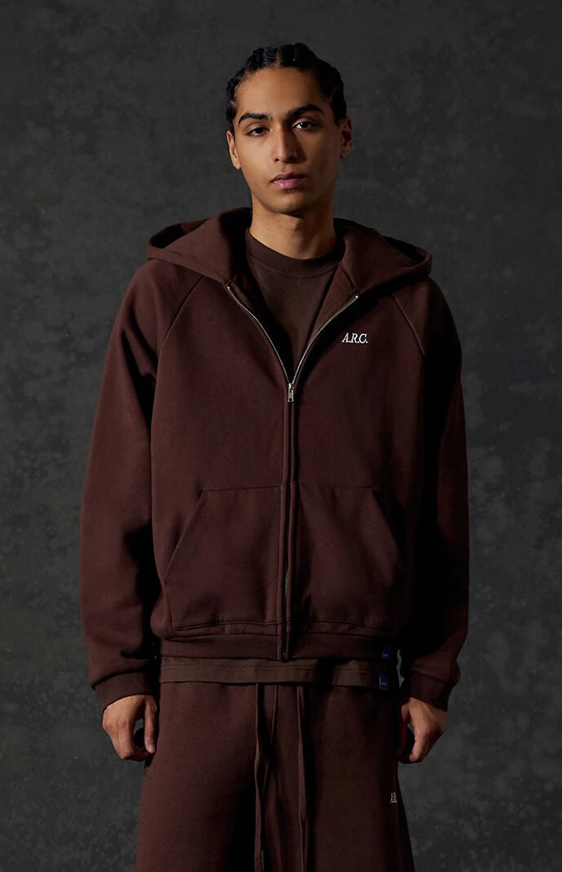 A.R.C. Brown Heavyweight Standard Zip Hoodie
