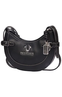 True Religion Black Blake Smooth Belted Hobo Bag