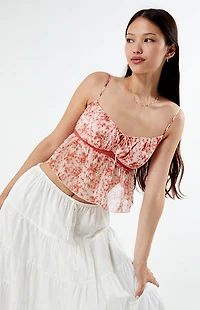 LA Hearts Floral Tie Front Cami