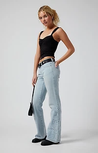 Pacsun Jade Low Rise Bootcut Jeans Flames Light Indigo
