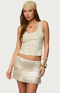 Edikted Taliah Beaded Scoop Neck Tank Top