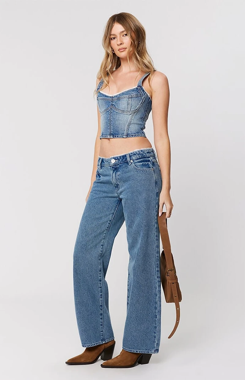 ABRAND Selena Lace 99 Low Rise Baggy Jeans