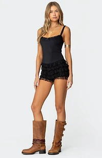 Edikted Lacey Ruffled Romper