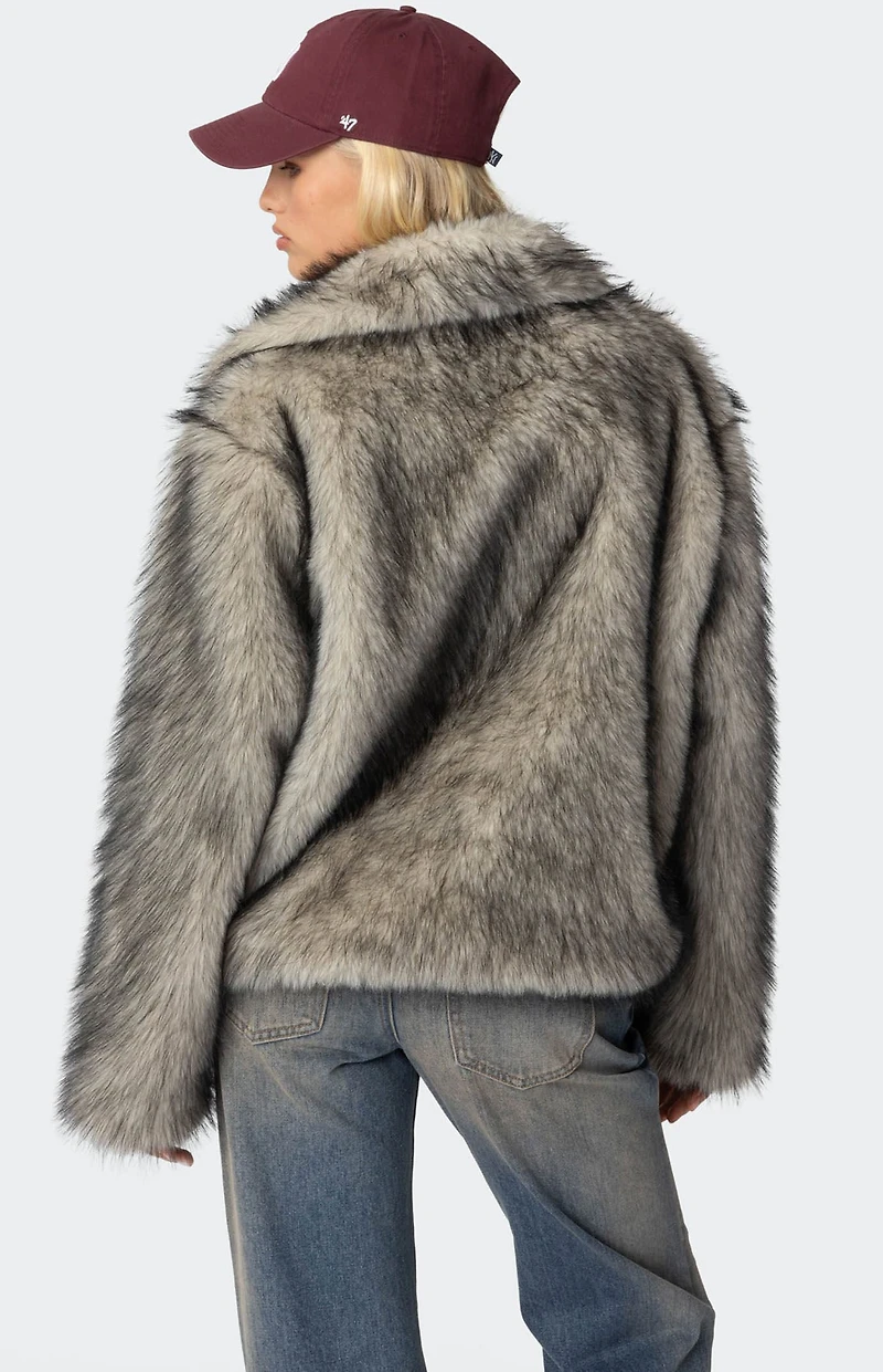 Edikted Mob Wife Faux Fur Jacket