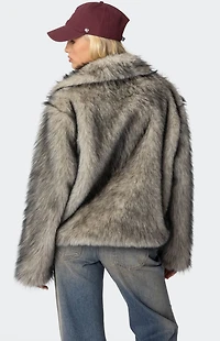 Edikted Mob Wife Faux Fur Jacket