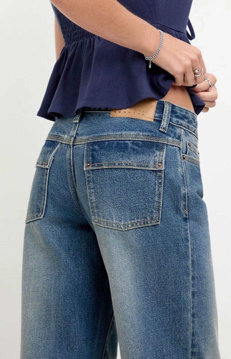 Pacsun Casey Low Rise Baggy Jeans Dark Blue Washed