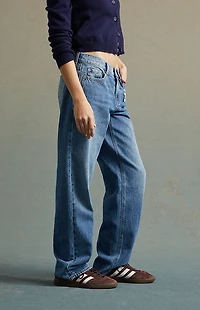 RARE DNM EDIT Medium Indigo Chain Low Rise Straight Leg Jeans