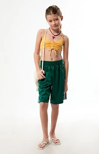 Pacsun Kids Orange Cinch Front Bralette Top & Bikini Set