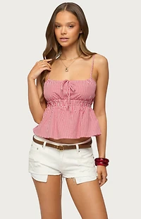 Edikted Zahara Gingham Babydoll Top