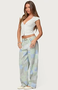Edikted Patchwork Low Rise Baggy Jeans
