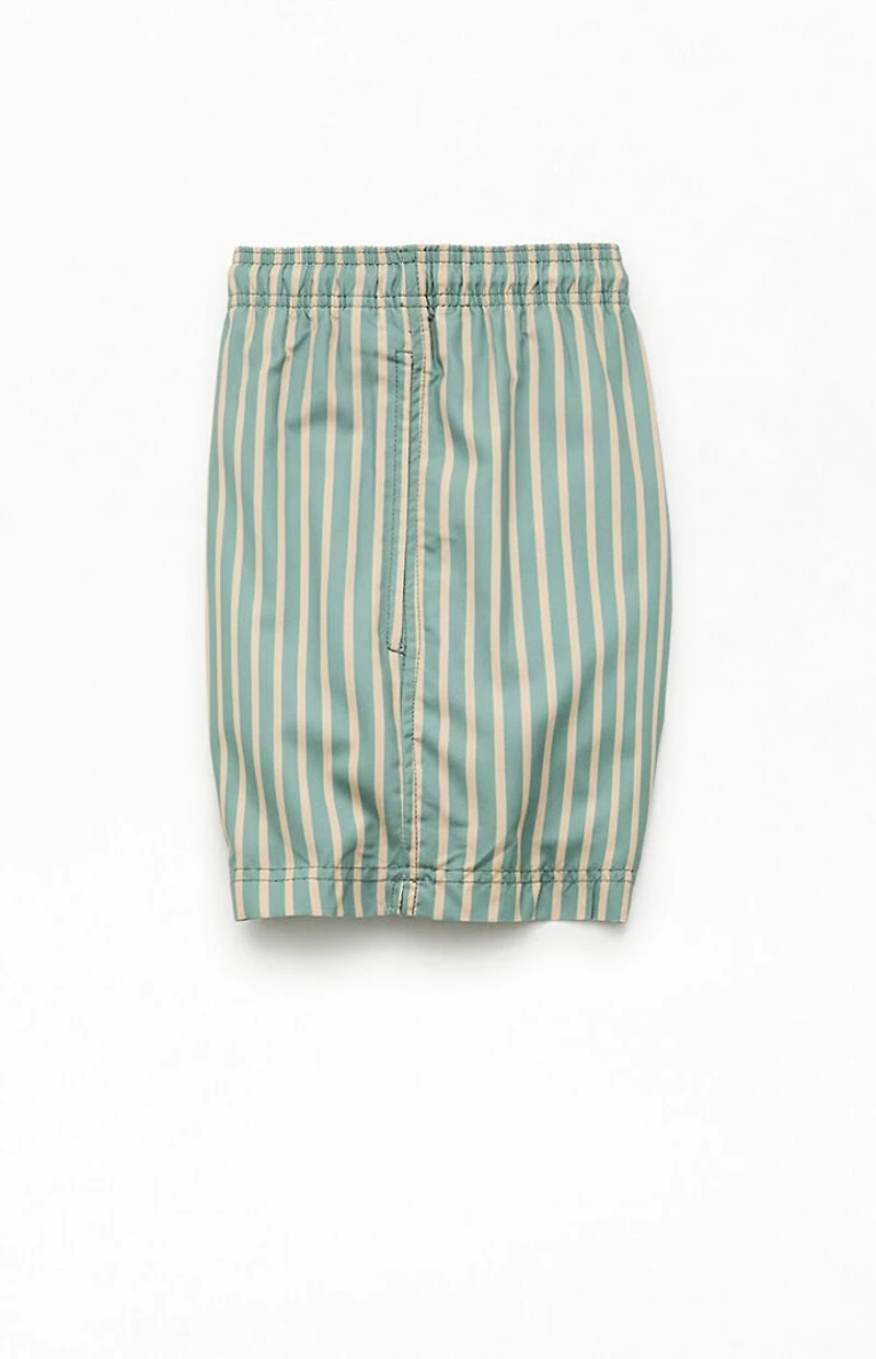 Pacsun Moss Striped 4.5" Swim Trunks