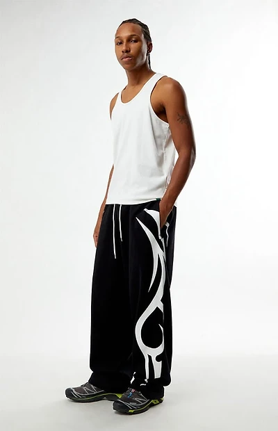 Pacsun Black Tribal Fleece Baggy Sweatpants