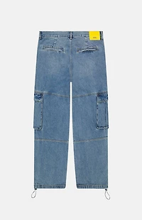 WeSC Medium Blue Baggy Denim Cargo Pants