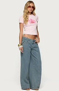 Edikted Stitch & Pleat Low Rise Jeans