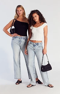 Pacsun Jordyn Low Rise Straight Leg Jeans Acid Light Indigo